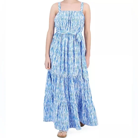 INC Printed Tiered Tie-Waist Maxi Dres - Picture 9 of 9